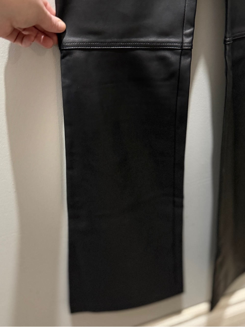 Anthropologie Maeve Faux Leather Dungarees - Black - Picture 6 of 11